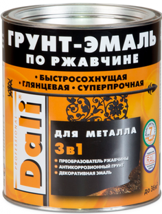 Грунт-Эмаль по Ржавчине 3 в 1 Dali 10л Синий Гладкая для Металлических Поверхностей / Дали