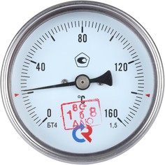 РОСМА Термометр БТ-41.211(0-160 С)G1/2 80мм,дл.штока 64мм,бимет,ос.присоед,защ.гильз,КТ1,5