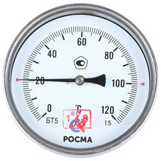РОСМА Термометр БТ-51.211(0-120 С)G1/2 100мм,дл.штока 46мм бимет,осев.прис,защ.гильз,КТ1,5
