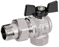 Кран шаровой Bugatti 1/2"с накид.гайкой углов.ВН(бабочка из алюминия)сер NewJersey09940001