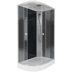 Душевая кабина Niagara Eco NG-4512-14R BLACK120х80х215 низкий поддон, стекло мозаика