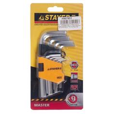 Ключи STAYER Cr-V 2740-H9 имбусовые укороченные 9 шт