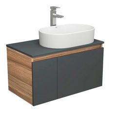 Тумба Bau Dream Blackwood 80 графит, раковина BAU Nimb 55х35, смеситель Hotel Stil, BD2926 Bauedge