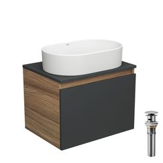 Тумба Bau Dream Blackwood 60 графит, раковина овальная BAU Nimb 55х35, выпуск, BD2940 Bauedge