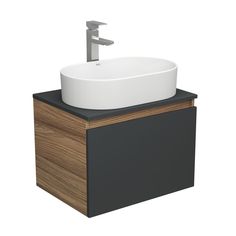 Тумба Bau Dream Blackwood 60 графит, раковина BAU Nimb 55х35, смеситель Hotel Stil, BD2936 Bauedge
