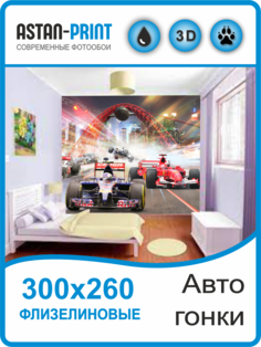Фотообои Astan детские Astan Автомобильные гонки 300х260