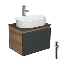 Тумба Bau Dream Blackwood 60 графит,1 ящик,раковина BAU Nimb 55х35,смеситель Hotel Stil Bauedge