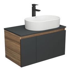Тумба Bau Dream Blackwood 80 графит, раковина BAU Nimb 55х35, смеситель Hotel Stil, BD2927 Bauedge