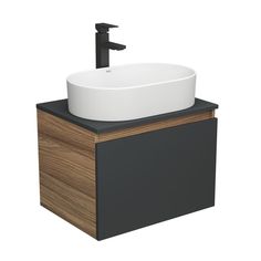 Тумба Bau Dream Blackwood 60 графит, раковина BAU Nimb 55х35, смеситель Hotel Stil, BD2937 Bauedge