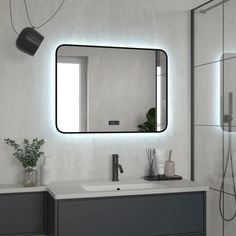 Зеркало Reflection Shadow с фоновой подсветкой, сенсором, диммером, часами и подогревом 80