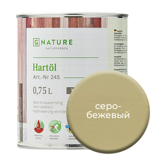 Твердое масло. Краска для стен, потолков и ОСБ плит GNature 750мл. Серо-бежевый