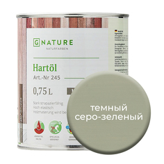 Твердое масло. Краска для стен, потолков и ОСБ плит GNature 750мл. Темный серо-зеленый
