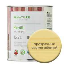 Твердое масло. Краска для стен, потолков и ОСБ плит GNature 750мл Прозрачный светло-желтый