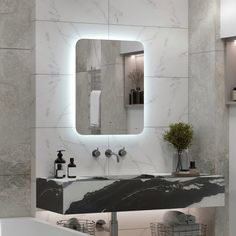 Зеркало для ванной с бесконтактным сенсором,диммером, подсветка Reflection Horizon 600х700