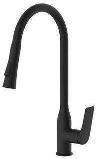 Смеситель для кухни Haiba HB73816-7 с выдвигающейся лейкой, черный.