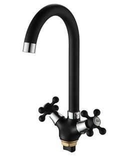Смеситель для кухни с высоким поворотным изливом двухвентильный Ammore A5681-A, чёрный