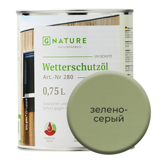 Масло по дереву Gnature 280 для защиты деревянных фасадов 0,75л Зелено-серый