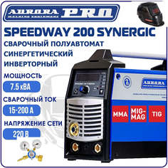 Сварочный полуавтомат Aurora PRO SPEEDWAY 200 SYNERGIC + Маска A-777 Carbon + Редуктор