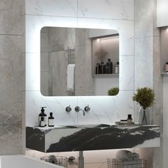 Зеркало для ванной с бесконтактным сенсором,диммером,Reflection Horizon 1000х700