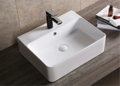 Раковина накладная Cerutti SPA CR0094 белая прямоугольная под смеситель 520*420*150