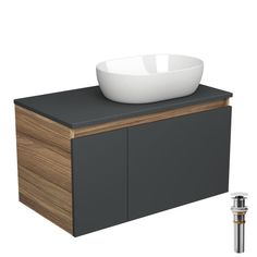 Тумба с раковиной (Тумба Bau Blackwood 80 графит, Раковина BAU Nimb,выпуск) Bauedge