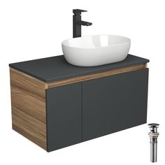 Комплект для ванной: тумба Bau Blackwood 80, раковина BAU, смеситель Hotel Black, выпуск Bauedge