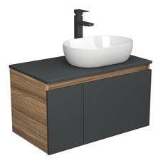 Комплект для ванной: тумба Bau Blackwood 80, раковина BAU 48х34, смеситель Hotel Black Bauedge