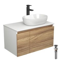 Комплект для ванной: тумба Bau Blackwood 80, раковина BAU, смеситель Hotel Black, выпуск Bauedge