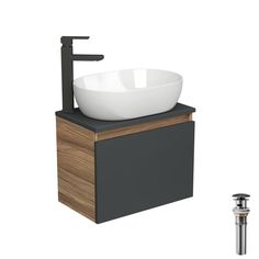 Комплект для ванной(Тумба Bau Blackwood 50 Раковина BAU+Смеситель Hotel Black+выпуск) Bauedge