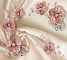 Фотообои Divino Decor Z-170 Броши на розовом шелке 300х270 DIVINO