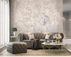 Фотообои Divino Decor F коллекцияF-157 Павлины в деревьях (бежевый) 400х270-1Divino