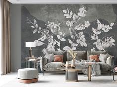 Фотообои Divino Decor F коллекцияF-226 Белые стебли гороха гранж 400х270-1Divino