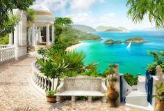 Фотообои Divino Decor F коллекцияF-098 Проход к старинной беседке и морю 400х270-1Divino