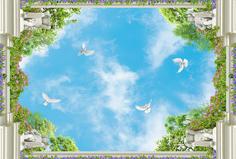 Фотообои Divino Decor F коллекцияF-161 Голуби в голубом небе 400х270-1Divino
