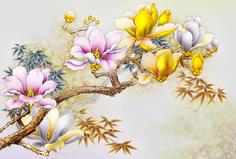 Фотообои Divino Decor Z-352 Цветки магнолии рисунок 400х270 DIVINO