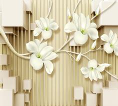 Фотообои Divino Decor Z-235 Цветки магнолии на объемном фоне 300х270 DIVINO