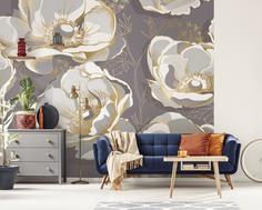 Фотообои Divino Decor Z-264 Золотые цветы (повторяющиеся) 300х270 DIVINO