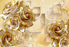 Фотообои Divino Decor F коллекцияF-044 Розы с золотыми блестками 400х270-1Divino