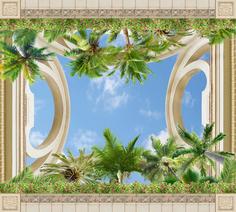 Фотообои Divino Decor F коллекцияF-056 Зелёные пальмы 300х270-1Divino