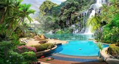 Фотообои Divino Decor F коллекцияF-069 Бассейн у водопада 500х270-1Divino