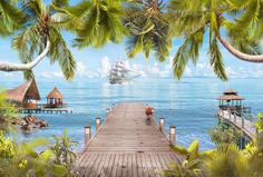 Фотообои Divino Decor F коллекцияF-067 Корабль вдали 400х270-1Divino