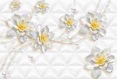 Фотообои Divino Decor Z-167 Белые цветы с жемчугом 400х270 DIVINO