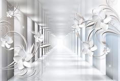 Фотообои Divino Decor F коллекцияF-042 Тоннель с белыми цветами 400х270-1Divino