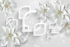 Фотообои Divino Decor Z-166 Белые керамические цветы 400х270 DIVINO