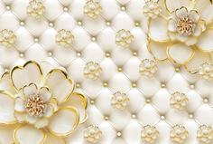 Фотообои Divino Decor Z-192 Золотые цветы на стеганом фоне 400х270 DIVINO