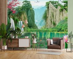 Фотообои Divino Decor Z-260 Рыбак у водопада 300х270 DIVINO