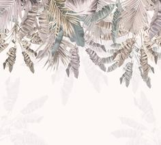 Фотообои Divino Decor F коллекцияF-408 Тропические листья на светлом фоне 300х270-1Divino