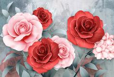 Фотообои Divino Decor F коллекцияF-036 Красные розы на бетонной стене 400х270