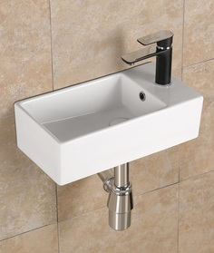 Раковина подвесная Cerutti SPA CR7098D белая прямоугольная под смеситель 480*240*140