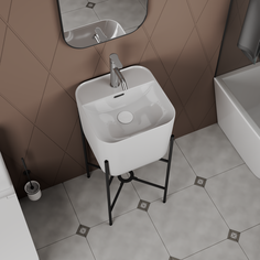 Раковина напольная с металлическими ножками BAU Soul+смеситель Dream+ выпуск Bauedge